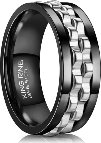 Vista 12 de King Ring Anillos giratorios de engranajes de 0.315 pulgadas – Anillos para ansiedad ultra pulidos para hombres y mujeres – Diseñado en Estados