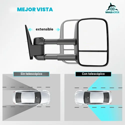 Vista 3 de Espejos de remolque compatibles con Chevy GMC C/K 1500 2500 3500 1988-1998, espejos laterales de remolque extendidos plegables manuales