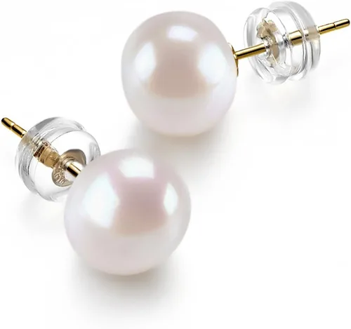 Vista 7 de PAVOI - Aretes de perlas AAA+ cultivadas de agua dulce, color blanco, oro de 14 quilates
