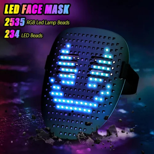 Vista 11 de Ompusos LED Mask with Gesture Sensing, Light-Up Transforming Face Cover for Halloween, Christmas, Cosplay & Birthday Parties