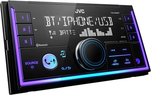 Vista 4 de JVC KW-SX88BT estéreo de coche Bluetooth de doble DIN con receptor multimedia digital y chasis poco profundo, pantalla de color variable, USB