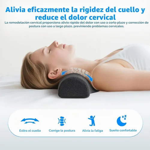 Vista 4 de Almohada cervical cervical para dormir, almohada cervical para aliviar el dolor de cuello, diseño ergonómico con soporte de columna cervical.