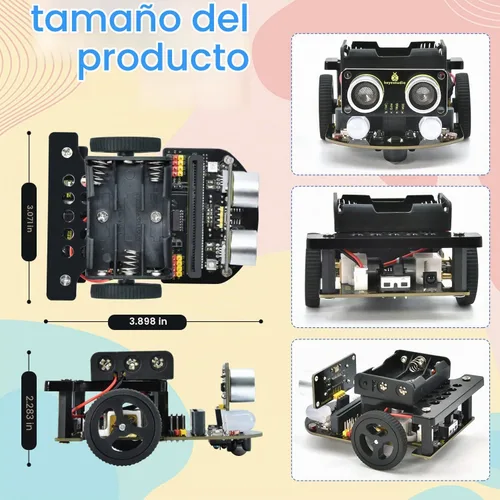Vista 5 de KEYESTUDIO Microbit Robot - Kit de arranque de coche compatible con BBC
