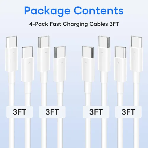 Vista 3 de DFLASHS Paquete de 4 cables USB C de carga rápida de 60 W para iPhone