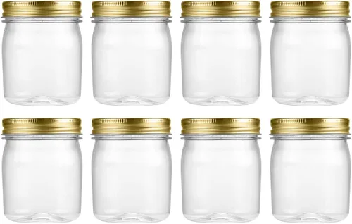 Vista 13 de Novelinks - Tarros de plástico de 8 onzas y tarros de plástico transparente con tapas, 8 onzas 8 Pack, Black, Plastic Containers with Lids, Small