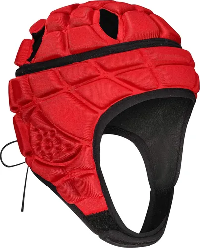 Vista 4 de Casco suave con bandera de rugby, casco de fútbol 7 en 7, protector de cabeza acolchado, protector de cabeza ajustable, protector de cabeza