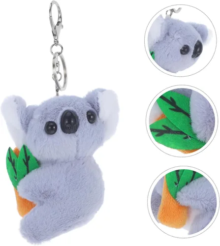 Vista 9 de Vaguelly Lindo llavero de koala de felpa decorativo colgante ligero y llavero para mochilas presente para, Gris