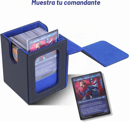 Vista 2 de AFIING MTG Caja de Mazo para Commander Display, Caja de Cartas que Cabe 100 Cartas con Doble Funda, Caja de Almacenamiento Magic Commander TCG con 2