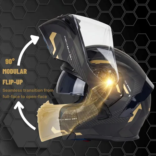 Vista 5 de Casco modular para motocicleta FIOEMI Negro Mediano Grande XL Visor extra tintado + Máscara de esquí Casco de cara completa con visera