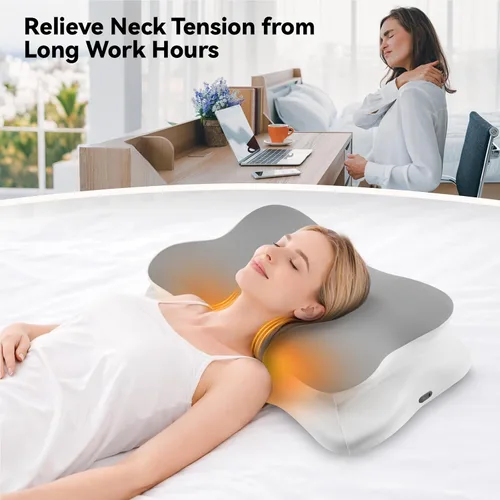 Vista 2 de Almohada cervical térmica para aliviar el dolor de cuello, almohada ortopédica de espuma viscoelástica ergonómica para soporte del cuello