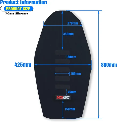 Vista 4 de Funda blanda universal de agarre para todas las motocicletas de tierra, MX, Cross, Enduro (Negro)