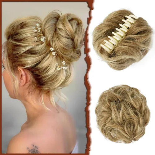 Vista 37 de SOFEIYAN Pinza de Gancho Extension de Cabello con Forma de Moño Desordenado, Cabello Ondulado y Rizado, Pinza de Gancho, Chignon, Cola de Caballo