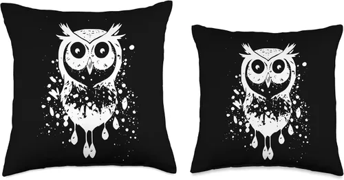 Vista 3 de Ink Dripping Owl Throw Pillow