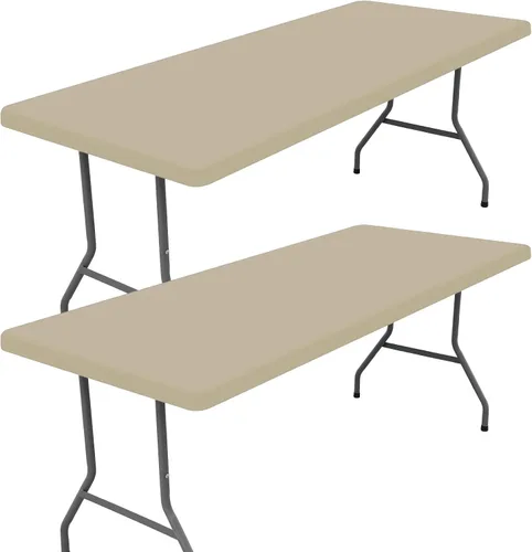Vista 20 de Moosfor Paquete de 2 manteles rectangulares de elastano de 4 pies, elásticos y ajustables para pícnic, cubierta de mesa de patio elástica y lavable