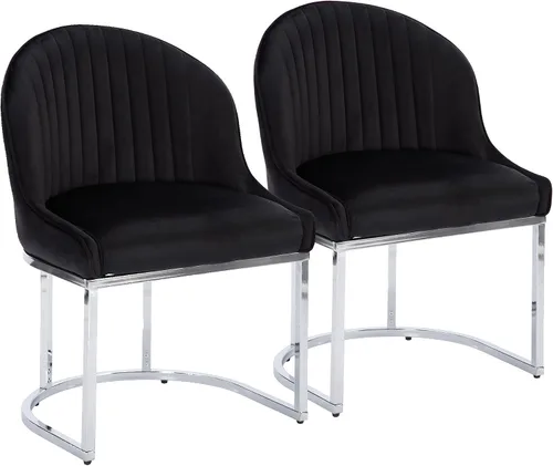 Vista 25 de Juego de 2 sillas de comedor de terciopelo, sillas de comedor tapizadas con patas de metal dorado, sillas auxiliares modernas para cocina, sillas