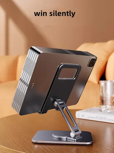 Vista 3 de Paquete de 2 soportes plegables dobles para teléfono celular con silicona, soporte de aluminio ajustable de 360° para teléfono de escritorio