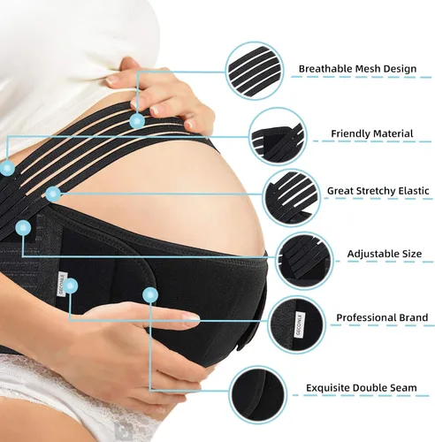 Vista 3 de GECONLE Cinturón de maternidad Cinturón de apoyo para embarazo, banda suave y transpirable, cinturón de apoyo abdominal para aliviar el dolor
