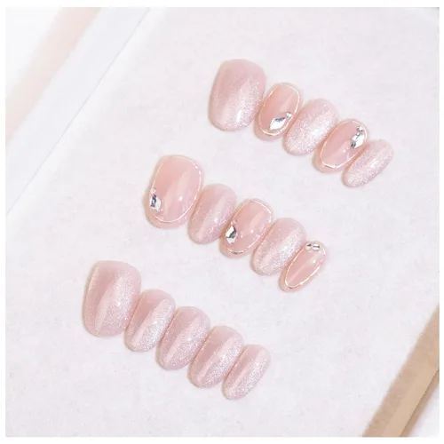 Vista 16 de LIGHT RAIN - Uñas a presión medianas con diseño de galaxia Andromeda, de lujo, reutilizables, de siete capas, con acabado UV, uñas postizas hechas a