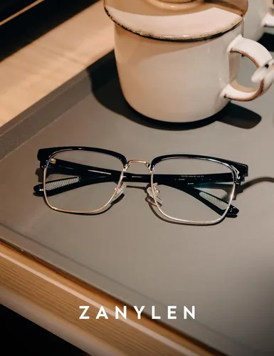 Vista 3 de ZanyLen Blue Light Glasses Men Rectangle Large Browline Computer Gaming Glasses