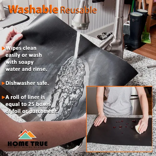 Vista 3 de Home True Ovenliner - Alfombrilla antiadherente para microondas, tostadora, color negro, 70 x 16.25 pulgadas