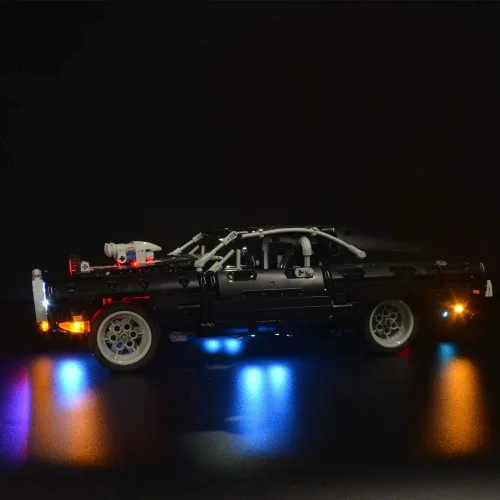 Vista 4 de Juego de luces LED compatibles con Lego Technic Fast & Furious Dom, Dodge Charger, iluminación para Lego 42111 modelo de bloques de construcción