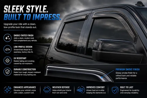 Vista 10 de Black Horse - 4 protectores de lluvia para ventana, deflector solar compatible con Silverado/Sierra 1500 2014-2018 doble cabina Silverado/Sierra