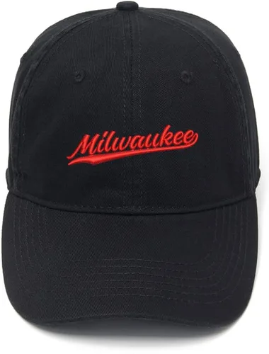 Vista 5 de Gorras de béisbol Milwaukee City - Gorra bordada WI unisex de algodón lavado ajustable