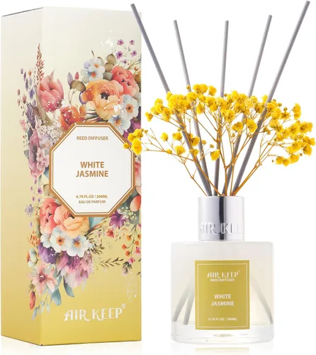 Vista 19 de Airkeep Juego de difusor de varillas – 3.38 onzas líquidas (3.4 fl oz), difusor de aroma de bambú para el hogar, incluye 8 varillas difusoras