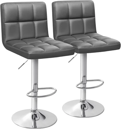 Vista 20 de Homall - Taburetes de bar de cuero sintético, con altura ajustable, giratorios, hidráulicos sin brazos, taburete de bar y cocina cuadrado de altura