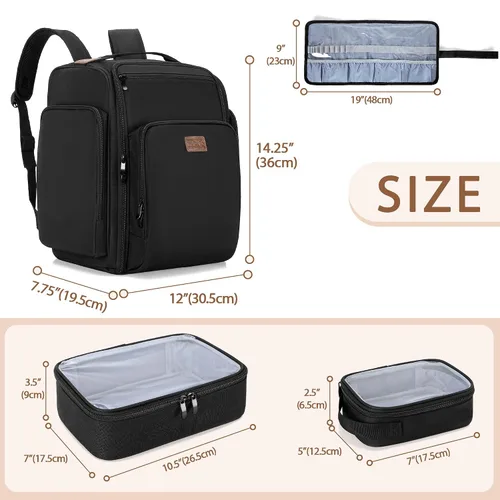 Vista 5 de BAFASO Mochila de maquillaje con 4 bolsas extraíbles y 1 bolsa para cepillos, estuche de maquillaje de viaje con múltiples espacios