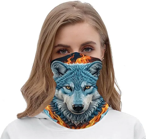 Vista 5 de Wolf Neck Gaiter Breathable & Moisture-Wicking Face Mask Bandana Balaclava Sun Protection Face Cover Scarf Lightweight Seamless Design for Outdoor