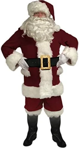 Vista 4 de Traje de Papá Noel de terciopelo burdeos con monos - Halco Claus Deluxe Outfit Bundle w Santa Guide