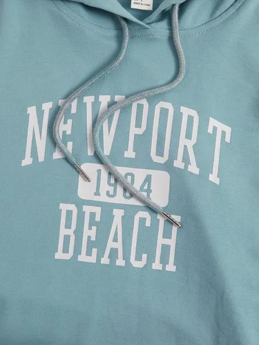 Vista 4 de SweatyRocks Sudadera con capucha para mujer con estampado de letras, manga larga, sudadera con capucha