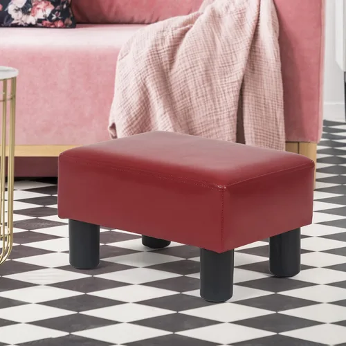 Vista 2 de Asense Reposapiés otomano moderno pequeño rectangular de piel sintética para sala de estar dormitorio