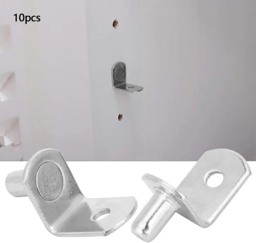 Vista 4 de 10 unids soporte de estante clavijas de soporte de metal placa de fijación pasadores de estante soportes de montaje en pared para gabinetes gabinete