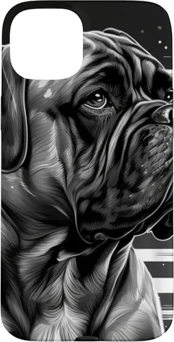 Vista 9 de iPhone 16 Bullmastiff Dog Black And White American Flag Bullmastiff Case