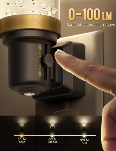 Vista 2 de DORESshop Luces de noche LED enchufables en la pared, luces nocturnas modernas con diseño decorativo, brillo ajustable, luz nocturna regulable