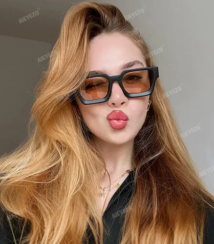 Vista 20 de AIEYEZO Gafas de sol cuadradas para mujeres y hombres, gafas de sol cuadradas con montura gruesa, estilo de diseñador simple