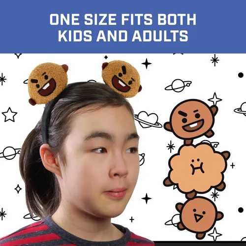 Vista 30 de Concept One BT21 LINE FRIENDS - Diadema bordada de felpa 3D para mujer, Chimmy