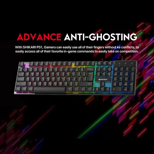 Vista 2 de FANTECH P51S - Paquete de auriculares con teclado y mouse RGB 5 en 1 con cable, color negro