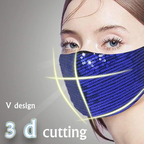 Vista 2 de Uoudio - Cubrebocas con cristal y diamantes de imitación moderno y reutilizable para mujeres y mascarada