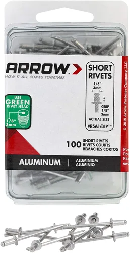 Vista 9 de Arrow RSA1/8IP - Remaches cortos de aluminio para metal, tela, cuero y reparación de automóviles, 1/8 pulgadas, paquete de 25