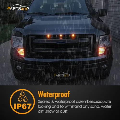 Vista 3 de Partsam 10 luces de marcador LED ámbar redondas de 3/4 pulgadas, luces de señal de giro de 3 cables para camioneta remolque, sellado impermeable