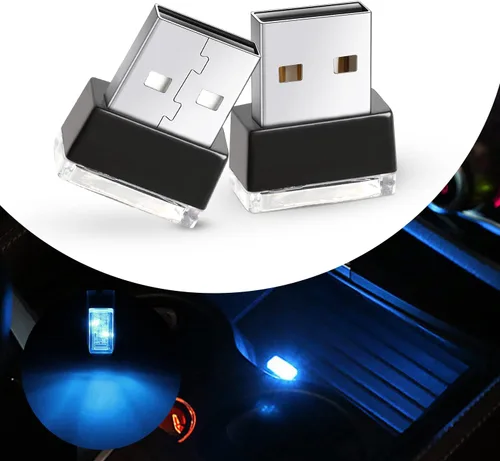 Vista 9 de Ouzorp 2 piezas de mini luz LED USB, iluminación interior LED para automóvil, CC 5 V, inteligente USB LED, luz de atmósfera, luz de teclado, Verde