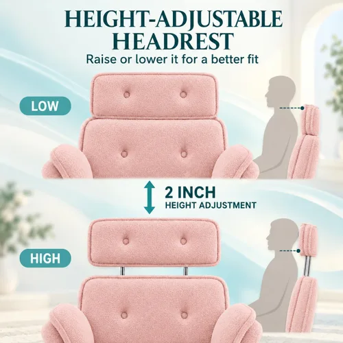 Vista 6 de Silla de oficina Criss Cross con ruedas, brazos abatibles y reposacabezas Rosa