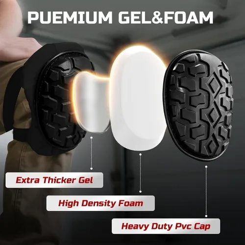 Vista 2 de Rodilleras profesionales para trabajo y construcción con acolchado de espuma de alta resistencia, almohadilla de gel, rodilleras para hombres