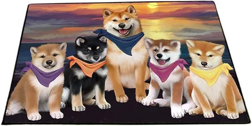 Vista 29 de Tapete antideslizante para puerta de mascotas, para interiores y exteriores del 4 de julio, para perros Shiba Inu, tapete lavable con retratos