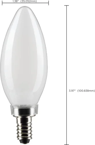 Vista 4 de Satco S21830 - Bombilla LED B11 de 5.5 W, esmerilada, base de candelabro, 2700K, 500 lúmenes, 120 voltios, paquete de 2