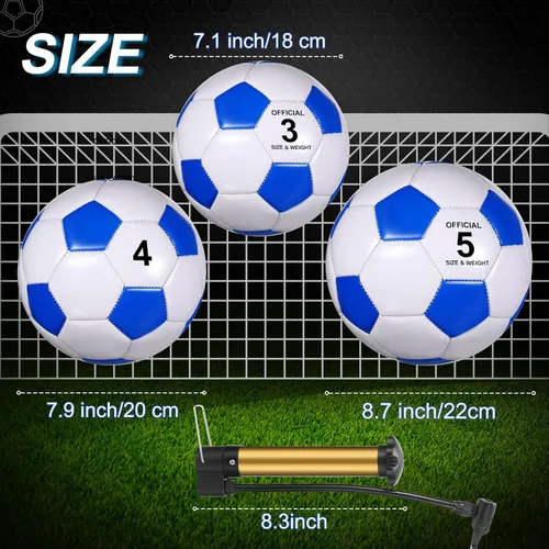 Vista 2 de Libima 12 pelotas de fútbol con inflador, tamaño oficial 3/4/5, pelota de fútbol a granel para niños y adultos, escuela, entrenamiento deportivo