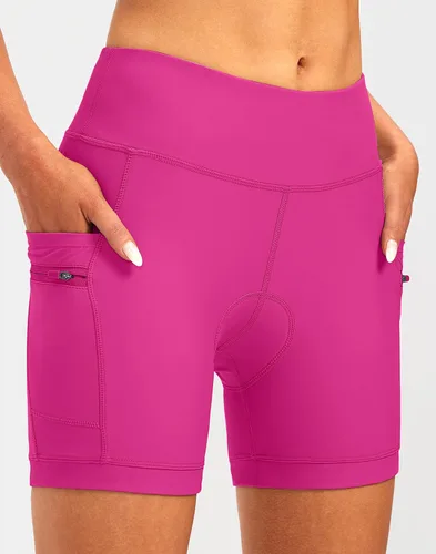 Vista 2 de Bikewa Pantalones cortos de ciclismo acolchados 4D para mujer, ropa interior de ciclismo, ciclismo de carretera, pantalones cortos para mujer